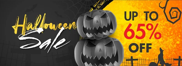 Halloween-Verkauf Header oder Banner-Design mit 65% Rabatt bieten eine — Stockvektor