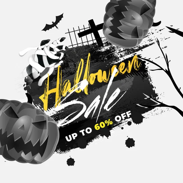 Halloween-Verkaufsposter oder Schablonendesign mit 60% Rabatt — Stockvektor