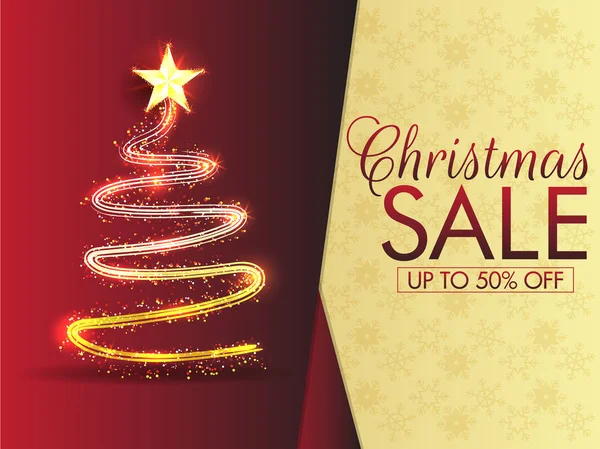 Christmas Sale banner or poster design with 50% discount offer a — Stock Vector