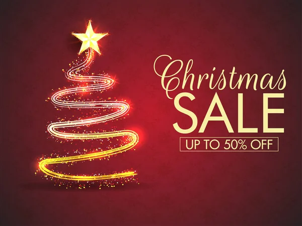 Christmas Sale banner or poster design with 50% discount offer a — Stock Vector
