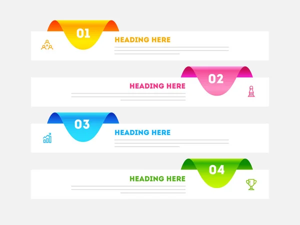 Four different steps infographic banner layout for Business or c — Stock Vector