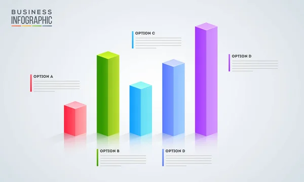İş infografik p için beş seçenek ile 3d infografik grafik — Stok Vektör