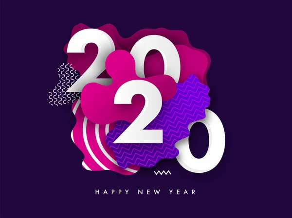 2020 文本与剪纸抽象图案在紫色背景 f — 图库矢量图片