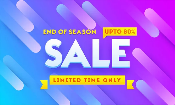 End of season sale banner or poster design with 80% discount off — Stock Vector