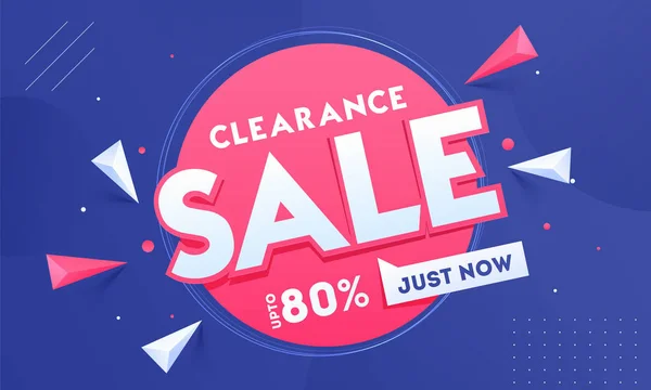 Sale banner or poster design with 80% discount offer and 3d geom — Stok Vektör