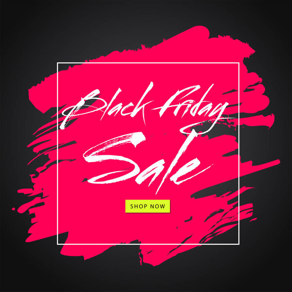 Creative text Black Friday Sale on pink brush stroke background 