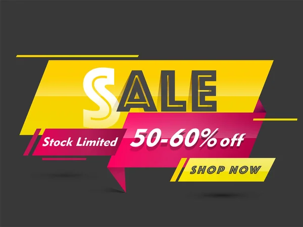 Sale label, ribbon or poster design with 50-60% discount offer o — Stockvector