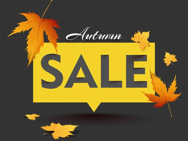 Autumn Sale baner lub plakat projekt z liści klonu ozdobione — Wektor stockowy