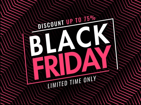 Black Friday banner or poster design with 75% discount offer on — Wektor stockowy
