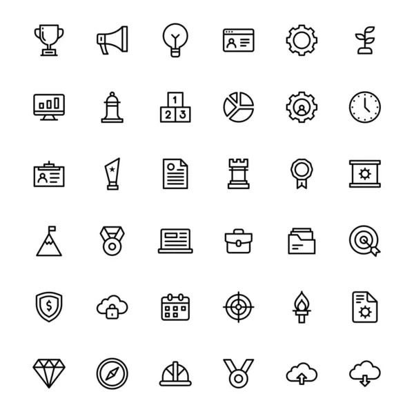 Line art set of Business leadership icon in flat style. — 图库矢量图片