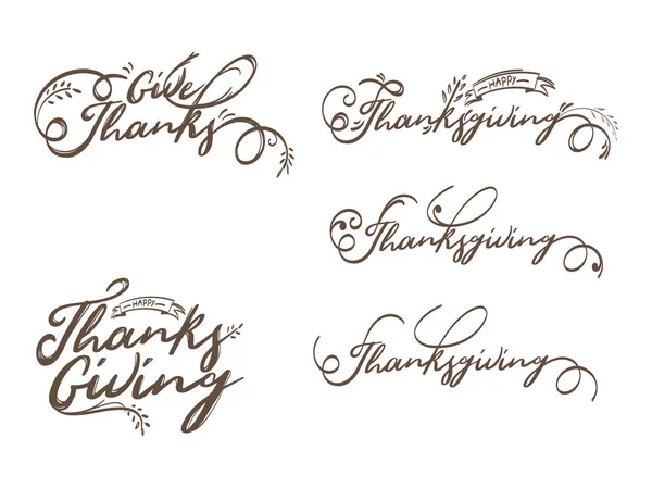 Set of calligraphy text Happy Thanksgiving on white background. — 图库矢量图片