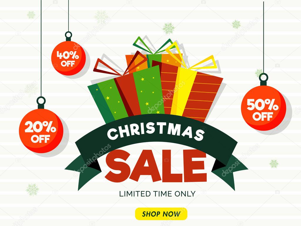 Christmas Sale banner or poster design with different discount o
