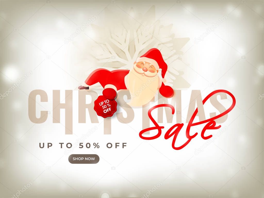 Christmas Sale banner or poster design with 50% discount offer a