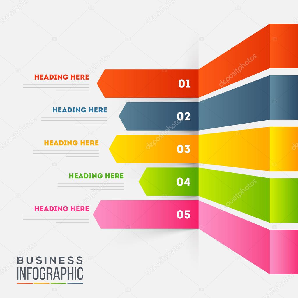 Creative colorful infographic arrow with numbers for Business pr
