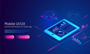 Mobil Ui / Ux kavram tabanlı ana ile duyarlı web afiş tasarımı