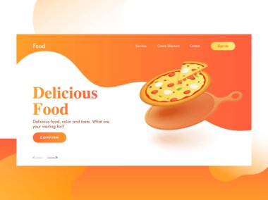 Deli için tavada pizza ile duyarlı açılış sayfası tasarımı