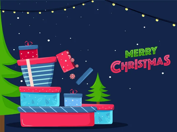 クリスマスのグリーティングカードやクリスマスツリーとポスターデザイン — ストックベクタ