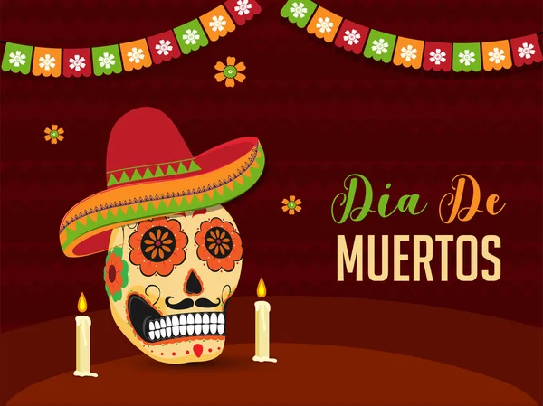 Dia de Muertos banner lub projekt plakatu z ilustracją orna — Wektor stockowy