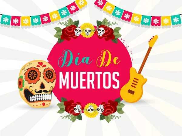 Dia de Muertos banner lub projekt plakatu z ozdobną czaszką lub cala — Wektor stockowy