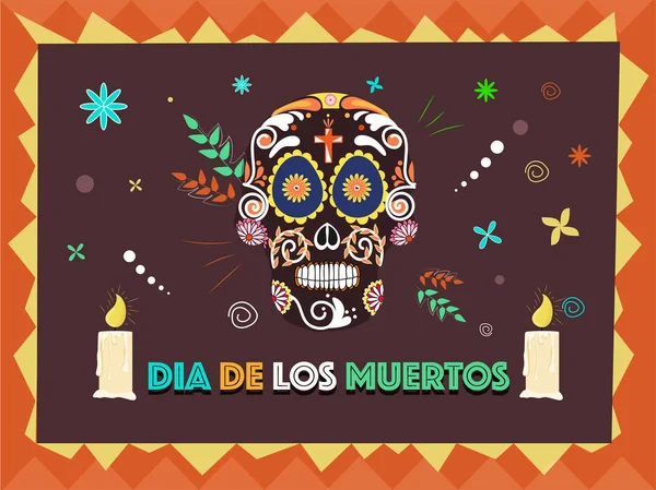 Kolorowa Typografia Dia de Muertos z twórczym ozdobnym cukrem — Wektor stockowy