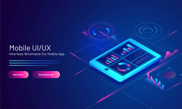 Mobile UI / UX concept based responsive web banner design con ana — Vettoriale Stock