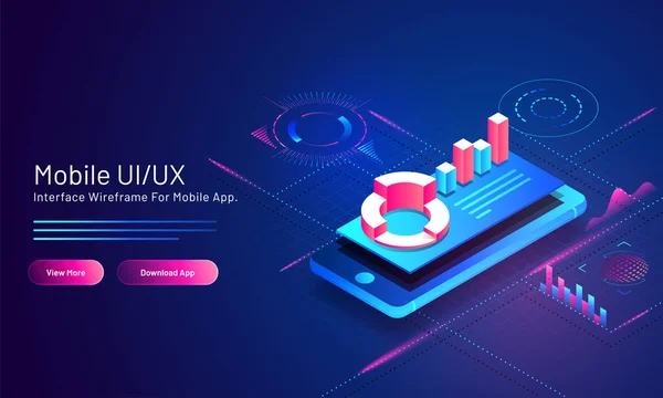 Mobile UI / UX concept based isometric landing page design with fi — стоковый вектор