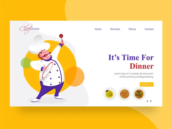 Web banner of landing page design met Happy chef karakter en — Stockvector