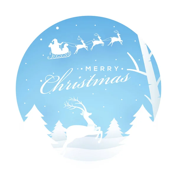 Joyeux Noël conception de la carte de voeux avec arbre de Noël et courir — Image vectorielle