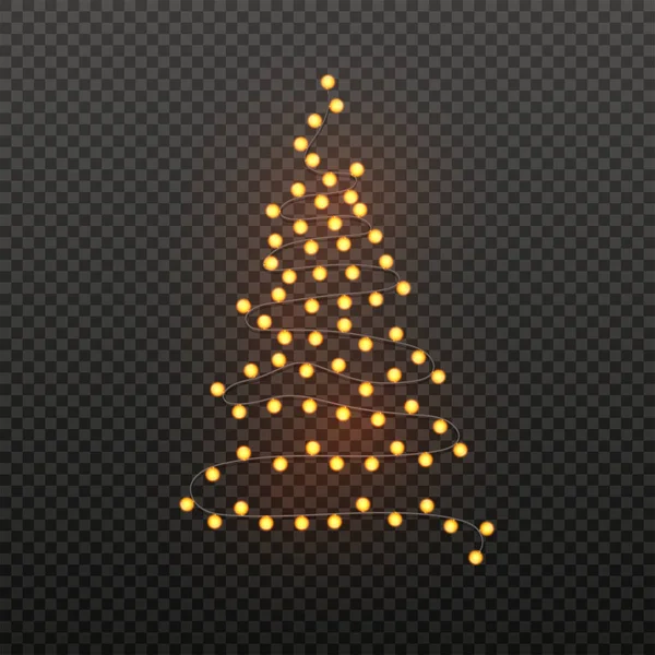 Illustration av Xmas Tree från Lighting Garland på Black Tran — Stock vektor