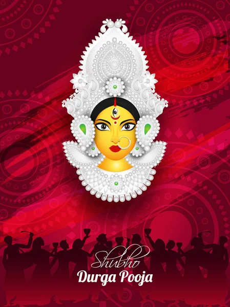 Shubh Durga Pooja Festival tarjeta o plantilla de diseño con illustra — Vector de stock