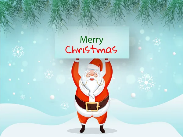 Ilustração de Papai Noel segurando cartão de mensagem de Feliz Cristo — Vetor de Stock