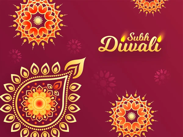 Happy (Subh) Diwali slavnostní přání design s mandal — Stockový vektor