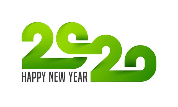 Green paper cut text of 2020 on white background for Happy New Y — ストックベクタ