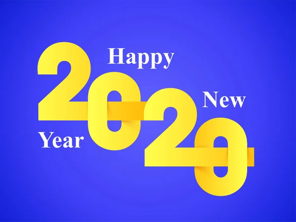 Pappersurklipp gul text från 2020 på blå bakgrund för Happy New Y — Stock vektor