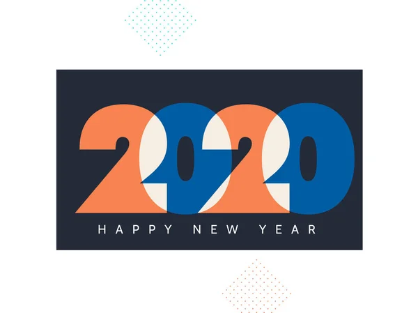 Kleurrijke tekst 2020 over zwart-wit achtergrond voor Happy New Y — Stockvector