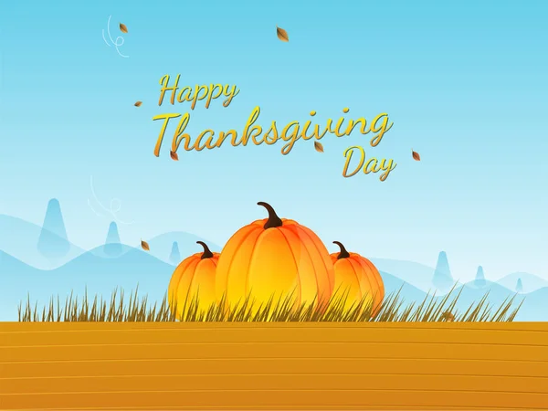 Happy Thanksgiving Day banner of poster ontwerp met pompoenen op — Stockvector