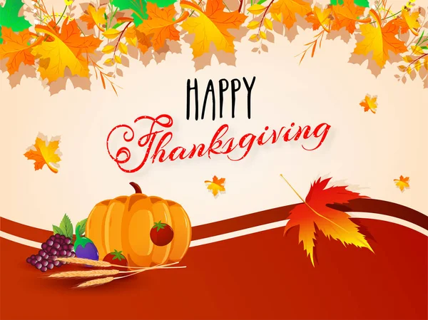 Glad Thanksgiving banner eller affisch design med grönsaker, grap — Stock vektor