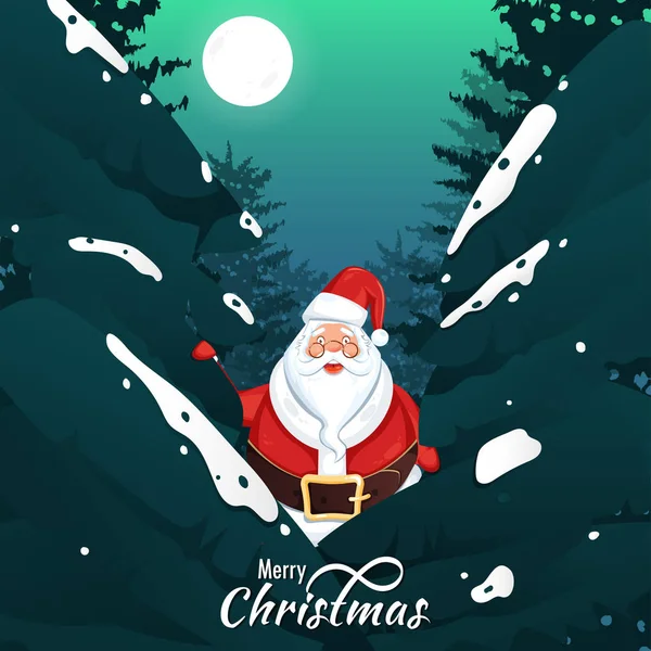 Frohe Weihnachten Feier Grußkarte Design mit Weihnachtsmann — Stockvektor