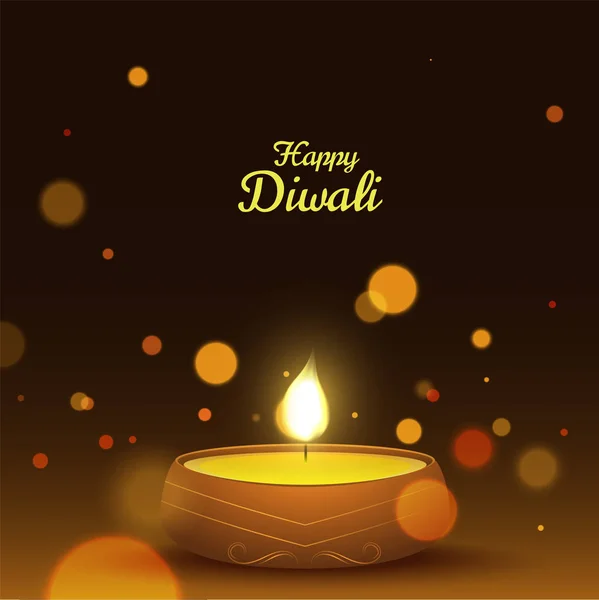 Happy Diwali projekt karty z oświetloną lampą olejową (Diy — Wektor stockowy