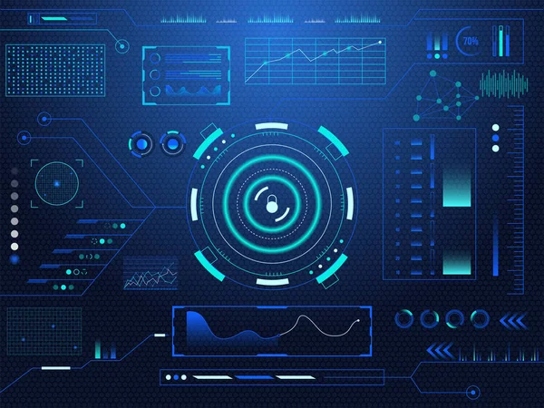 Sci-fi futuristic hud lock dashboard display virtual reality tec — Stockový vektor