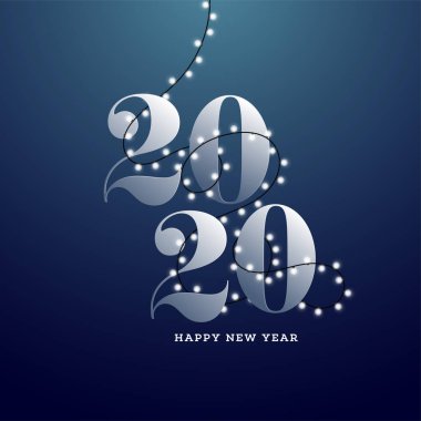 2020 metin mavi arka planda çelenk ile dekore edildi