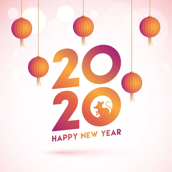 Design cinese felice anno nuovo biglietto di auguri con il testo 2020 con — Vettoriale Stock