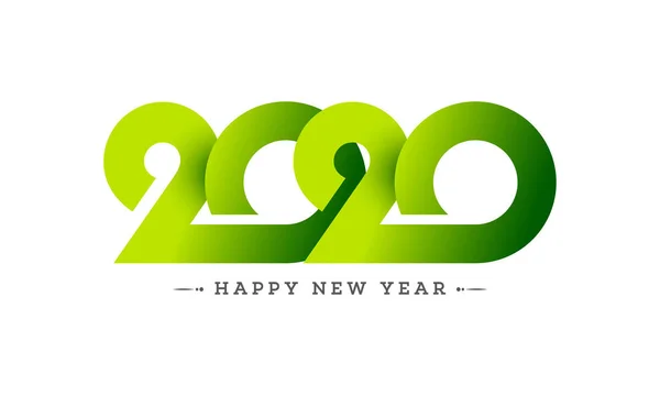 Texte vert 2020 en papier découpé sur fond blanc pour Happy — Image vectorielle