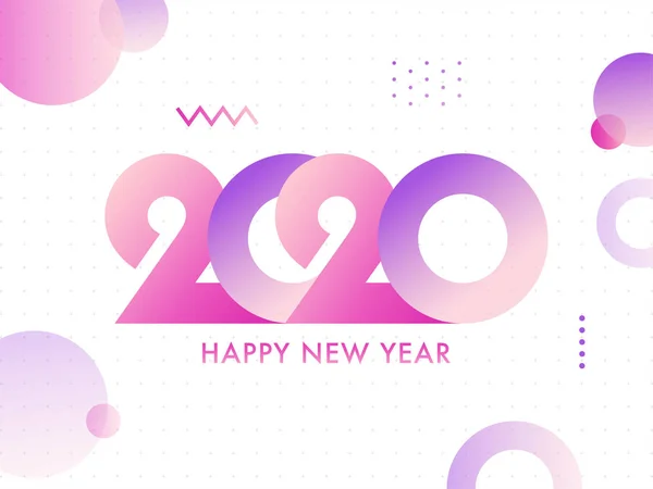 Bonne année 2020 texte et élément abstrait sur fond blanc — Image vectorielle