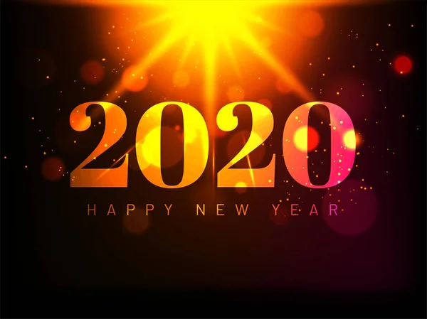 2020 Happy New Year text on lighting effect background can be us — Stock Vector