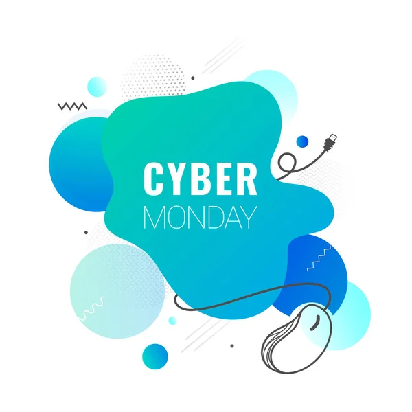 Texte Cyber Monday avec illustration créative de souris filaire sur abst — Image vectorielle