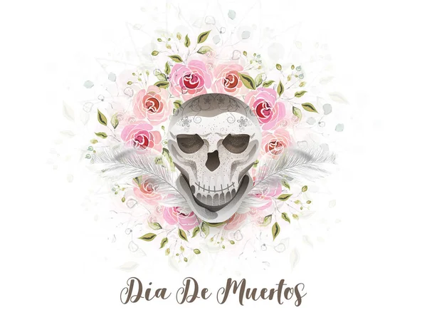 Dia de Muertos banner lub projekt plakatu z ilustracją Skul — Wektor stockowy