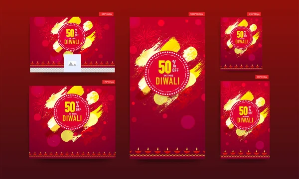 Diwali Verkauf Poster und Vorlage oder Flyer-Design mit 50% Disoun — Stockvektor