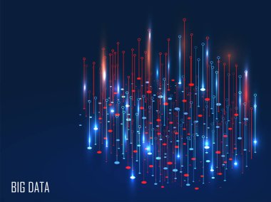 Büyük Data dolandırıcılığı için arka planda kırmızı ve mavi parlayan sihirli ışıklar