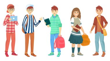 Beyaz arkaplanda bir grup genç öğrenci.